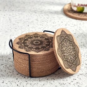 Resim 12 Adet Tutuculu Mantar Bardak Altlığı - Yuvarlak, Çiçek Desenli | Kaymaz, Isıya Dayanıklı Yemek ve Oturma Odası Dekoru İçin Masa Matları 