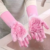 Resim Pembe ve Mavi Ev Temizliği ve Mutfak Bulaşık Eldivenleri Çifti, Dayanıklı Silikon Taklit Deri, Ev Su Geçirmez Yıkama, Sebze Yıkama, Bulaşık Yıkama, Temizlik Araçları, Mutfak Bulaşık Eldivenleri, Kalınlaştırılmış, Dayanıklı 