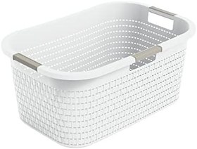 Resim Rotho Country çamaşır sepeti 40 l, plastik (PP) BPA içermez, mistletoe beyaz, 40 l (58,0 x 38,9 x 25,1 cm) 