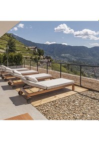 Resim Delux Şezlong Minderi Sunbed Kumaş 180x55x5 Cm Yıkanır Silinir Fermuarlı Arkası Kuşaklı Bej 