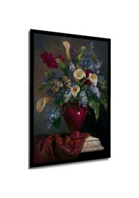 Resim Zarif Vazo Ve Calla Lilyum Buketi Yağlı Boya Görünümlü Ahşap Ev,antre,ofis Tablo Çerçeve Görünümlü--- 90 X 60 