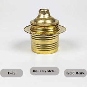 Resim Retro Vitrini Dekoratif E27 Metal Halkalı Gold Renk Duy (1 ADET) 