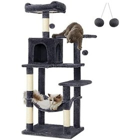 Resim 143 Cm Yüksekliğiyle Çok Katlı Kedi Tırmalama Ağacı 