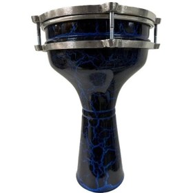 Resim Vatan Yüzüklü Darbuka Mavi Çatlak Desenli 