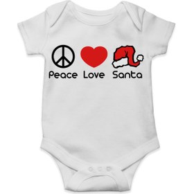 Resim Tuğba Baby Peace Love Santa / Barış Sevgi Yeni Yıl - Yılbaşı Bebek Body 