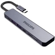 Resim Philips Type C to PD 87W HDMI USB SD Micro SD Dönüştürücü Hub Gri 