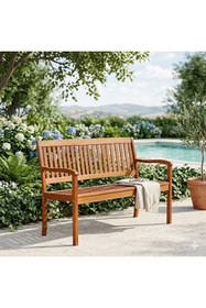 Resim KÜSKÜ Çift Kişilik Ahşap Bahçe Bankı Balkon Teras Veranda Oturma Bankı 116x54x90 cm 