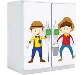 Resim Woody Life 2 Kapaklı Çocuk Odası Anaokulu Kreş Dolap Meslek Temalı 