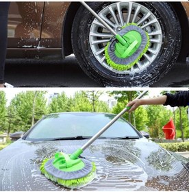 Resim Sihirli Mop Araba Yıkama Fırçası Mikrofiber Bezli Teleskopik 