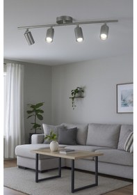 Resim Spoti 4'lü Gri Renk Beyaz Işık Modern Tasarım Salon - Mutfak - Banyo Spot Ledli Sıralı Avize Gri 