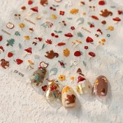 Resim 1 Sayfa Sonbahar 3D Tırnak Sanatı Çıkartmaları - Sevimli Karikatür Kiraz, Yaprak & Mantar Desenleri, Kendinden Yapışkanlı Hipoalerjenik Yeniden Kullanılabilir Plastik Tırnak Süslemeleri Parlak Simli Bitiş ile J-Style Manikür için, Sonbahar Tırnak Dekoru, DIY Manikür Tutkunları ve Moda Severler İçin 