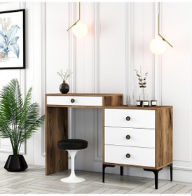 Resim Lizbon Makyaj Masası - Ceviz / Beyaz 