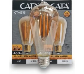 Resim Cata Dimmable 6W Amber Rustik LED Ampul 2'li Paket 