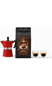 Resim Mira's Coffee Moka Pot Espresso Başlangıç Seti 100ML | 2’li 100 ml Fincan + Özel Espresso Kahve 