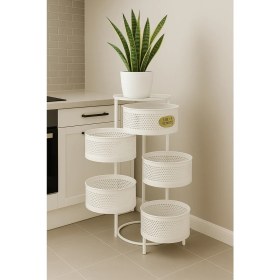 Resim 5 Katlı Patates ve Soğan Sepeti Patateslik Soğanlık Sebzelik Paslanmaz Metal Dekoratif Düzenleyici 