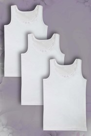 Resim GRI MOR TEKSTIL 3'lü Kız Çocuk Atlet %100 Pamuk 