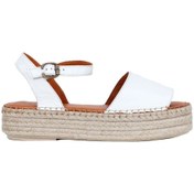 Resim Bueno Shoes Beyaz Deri Kadın Dolgu Topuklu Espadril Sandalet 01wq3515 