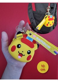 Resim Pokemon Pikachu Figürlü Yumuşak Silikonlu Fermuarlı Mini Cüzdan Anahtarlık Çanta Süsü Model 2- 10 Cm 