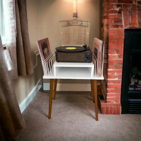 Resim Rmd Shop Plak ve Pikap Sehpası 2 Li Beyaz Ahşap Ayaklı 