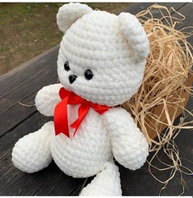 Resim El Yapımı Amigurumi, Doldurulmuş Oyuncak, Tığ İşi Ayı, Yumuşak Oyuncak, Kadife Ayı,30 CM 11,8 İnç 