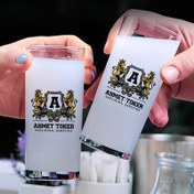 Resim Renkli Aslan Figürlü Kişiye Özel İkili Rakı Bardağı Seti 