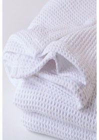 Resim Beyaz Tek Kişilik Otel Tipi %100 Pamuk Koton Pike Örtüsü 160 220 