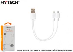 Resim HY-X114 2İN1 20cm 3A USB Lightning + MİCRO Hytech