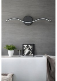 Resim Wave Aplik Siyah Modern Tasarım - Hol - Banyo - Mutfak - Salon - Yatak Odası Gün Işığı Led Aplik Siyah 