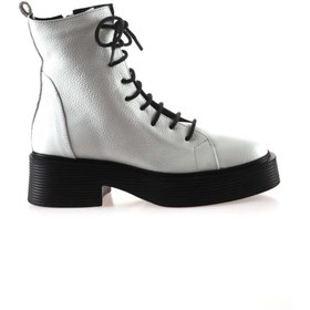 Resim Bueno Shoes Beyaz Flotter Deri Kadın Topuklu Bot 01wt1801 