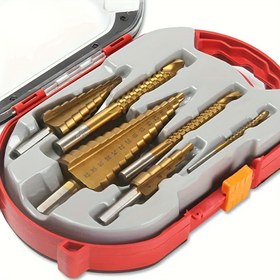Resim 6 adet Titanyum Adım Matkap Ucu Seti, Ahşap ve Metal için Çelik Freze Kesicileri, 4-12mm ile 4-32mm Boyutları, Yuvarlak Shank, Hassas Matkap Araçları ile Kutu 