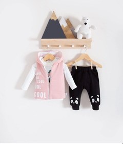 Resim Babydonat Yelekli 3 Lü Kız Bebek Takım Somon 