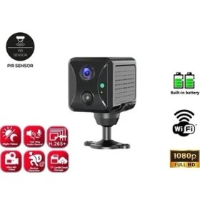 Resim Mini Pır Sensörlü Algılamalı Sesli Konuşmalı 1080P Hd Wifi Kamera 