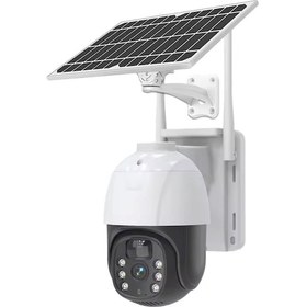 Resim C1 3mp Solar Wifi Kablosuz Dome Kamera Ip66 Gece Görüşlü İnsan Takipli V380 Pro 