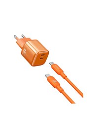 Resim Wiwu Wi-g025 Cube Serisi 47w Type-c To Type-c Gan Tech Hızlı Şarj Özellik Kablolu Şarj Seti Turuncu 