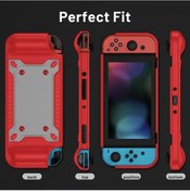 Resim Sunshine022 Nintendo Switch Oled Taşınabilir Şok Emici Kılıf 5 Manyetik Kart Yuvası Kırmızı 