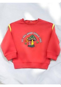 Resim Zekids Kız Bebek Good Times Yazılı Mantar Baskılı Sweat-14459 Pembe 