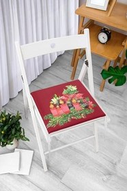 Resim RealHomes Bordo Zemin Çam Yapraklı Mum Tasarımlı Dijital Baskılı Fermuarlı Sandalye Minderi 