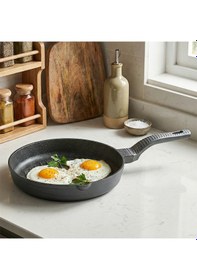 Resim Oms 3738 Biogranit Döküm Grill Ergonomik Saplı 3 Parça Tava Seti Gri 20-24-28cm Gri 