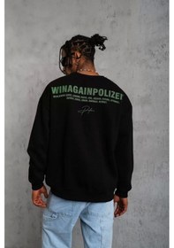 Resim Erkek Baskılı Sweat - Siyah Siyah 