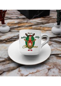 Resim Kişiye Özel Kuş Motifli Defter & 2'li Yılbaşı Tasarımlı Türk Kahve Fincanı Hediye Seti 