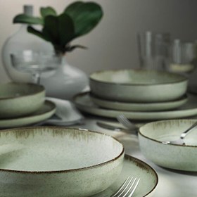 Resim Kütahya Porselen Moderna 24 Parça Yemek Takımı Pearl P03 Yeşil 