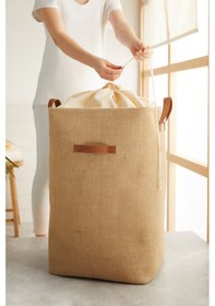 Resim Ocean Home Textile Ağzı Büzgülü Jüt Çamaşır Sepeti 36 x 36 x 57 cm 