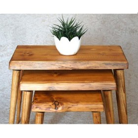 Resim Doğal Ağaç Masif Kütük 3’Lü Zigon Sehpa (361414305) 