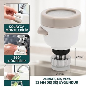 Resim 360 Döner Başlıklı Mutfak Musluk Ucu 3 Fonksiyonlu Su Tasarruf 