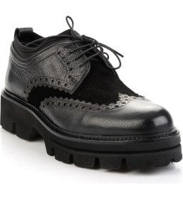 Resim Bambi Siyah Siyah Hakiki Deri Erkek Oxford Ayakkabı E01580400740 