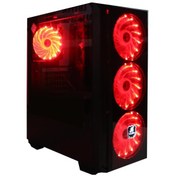 Resim Elba 5507 Cam Panel 4x12cm Kırmızı Led Fan ATX Oyuncu Kasası (PSU Yok) 