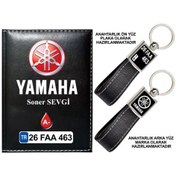 Resim Plakanıza Özel Yamaha Logolu Siyah Ruhsat Kabı Ve Anahtarlık 