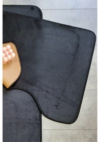Resim Ultrasoft Düz Siyah 2'li Banyo Halısı Paspası Seti Kaymaz Taban M Siyah 