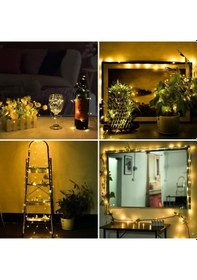 Resim Bucuks Peri Led Işık 10 Metre Sarı Pilli Aydınlatma Şerit Led Saçak Spot Süsleme Renkli 