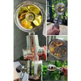 Resim Qniay Pervaneli Gold Jet Oynar Kafalı Duş Başlığı Start Stop 